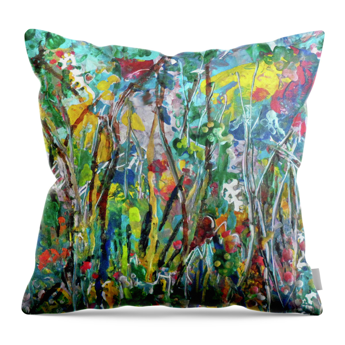 Encaustic Throw Pillow featuring the painting Garden Flourish by Jean Batzell Fitzgerald