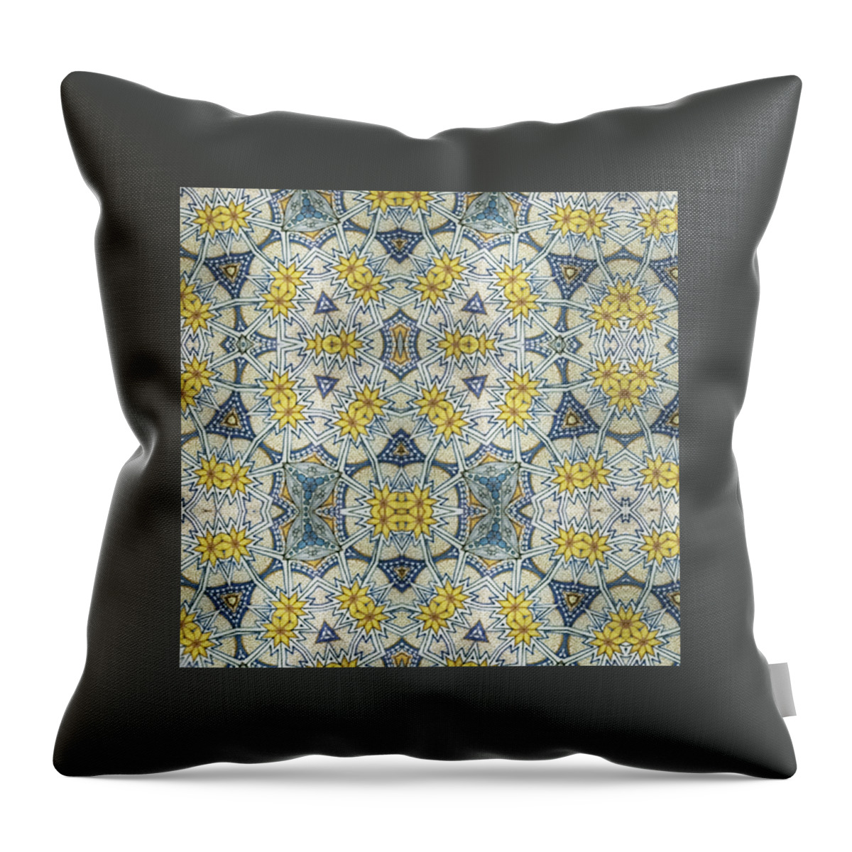 Repetitive Pattern Throw Pillow featuring the mixed media Garden Maze by Ruth Dailey