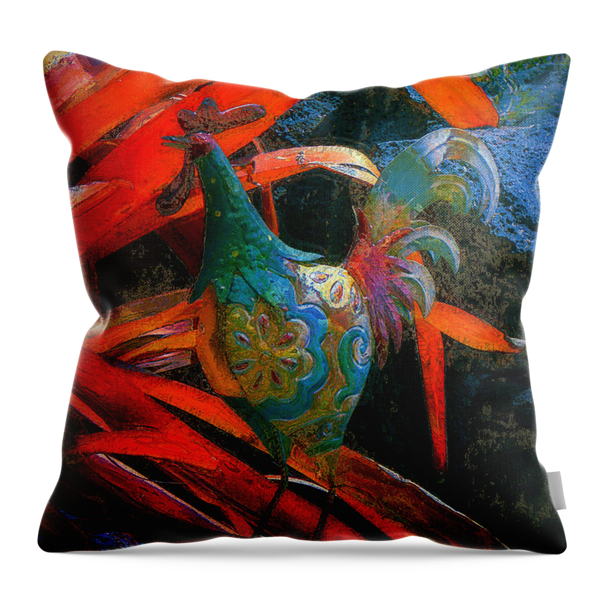 Chicken Throw Pillow featuring the photograph Garden Rooster by Lori Seaman
