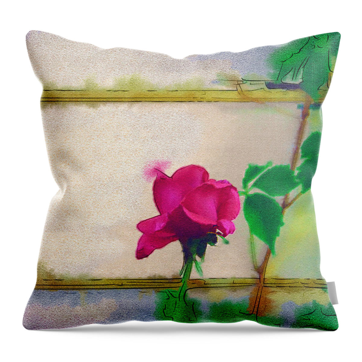 Rose Throw Pillow featuring the digital art Garden Rose by Holly Ethan