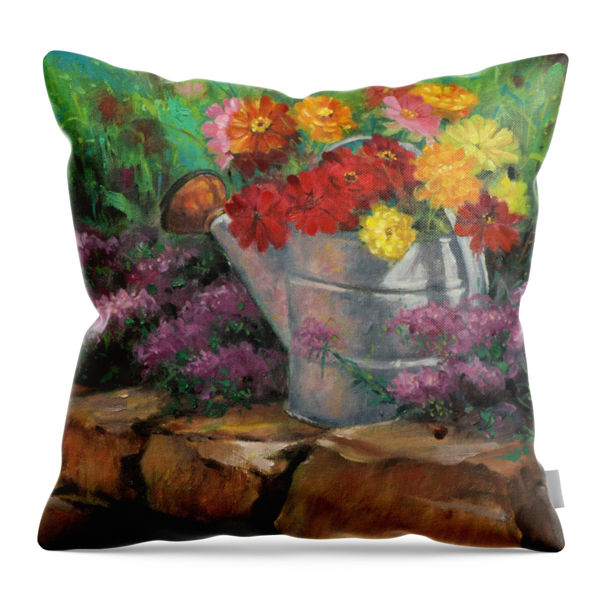 Garden Throw Pillow featuring the painting Garden Treasure by Linda Eades Blackburn