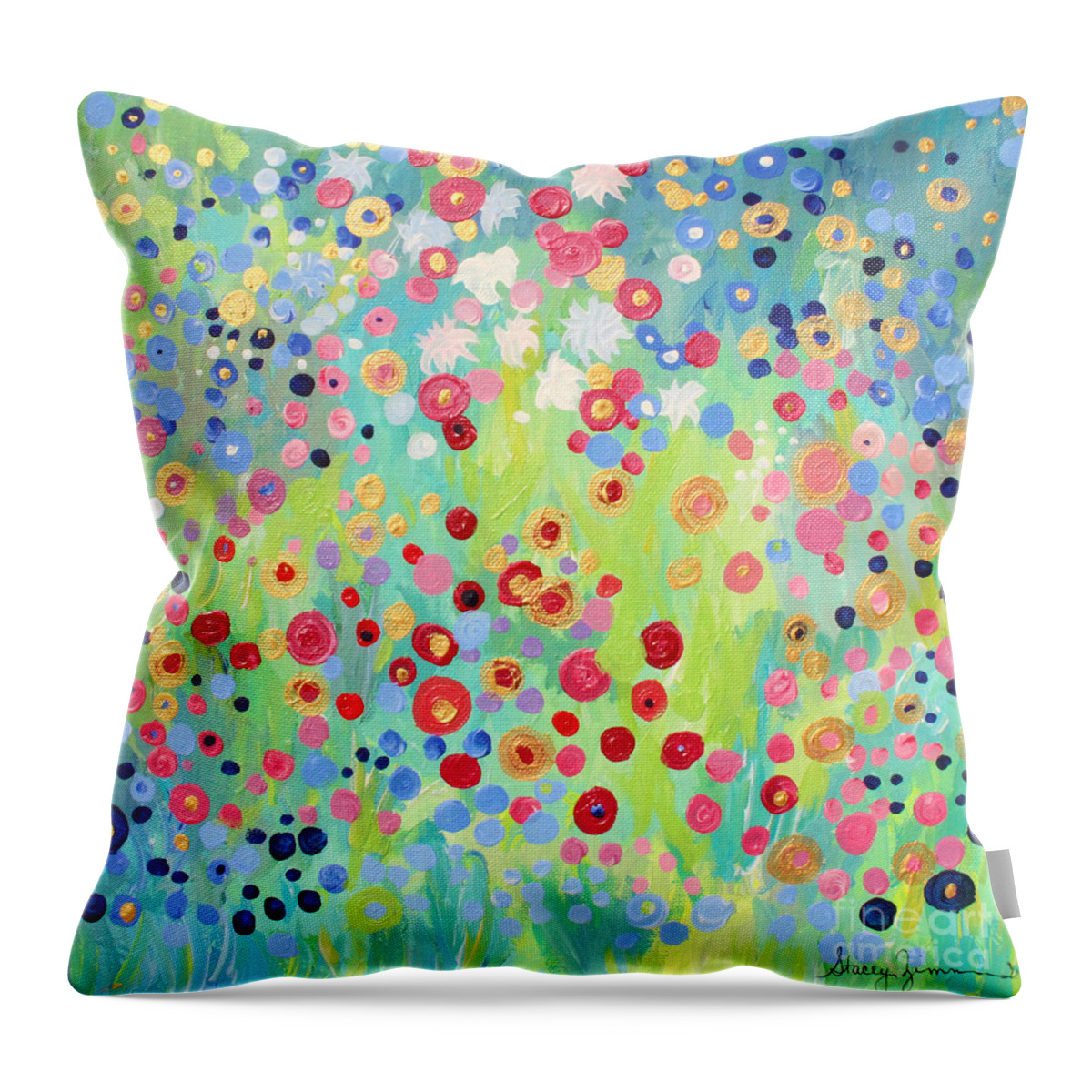 Garden Throw Pillow featuring the painting Garden's Delight by Stacey Zimmerman