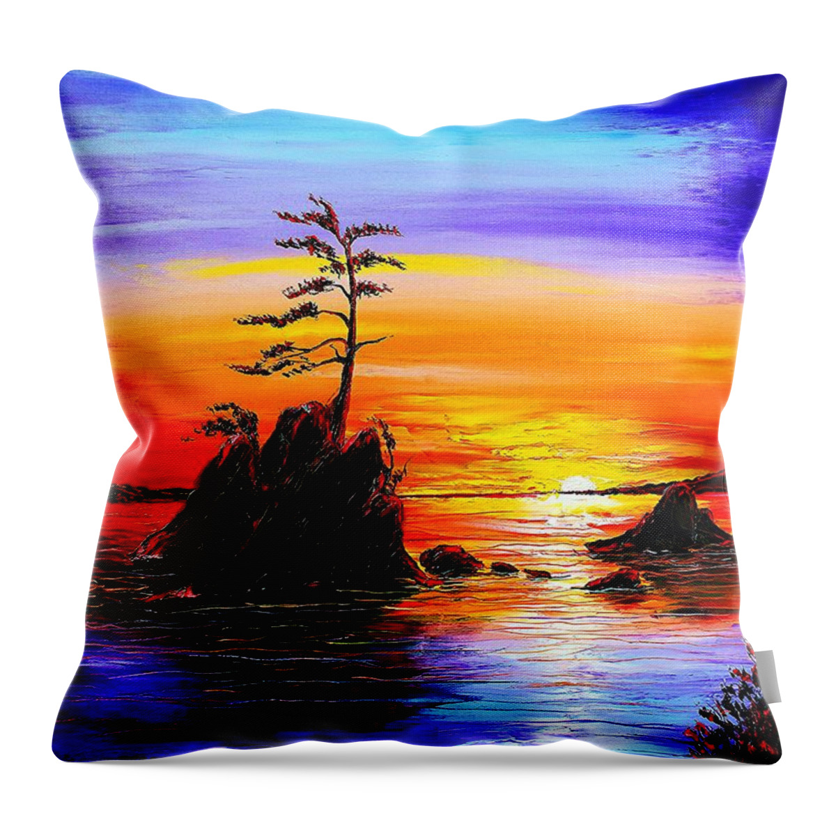  Throw Pillow featuring the painting Garibaldi Beach At Sunset #7 by James Dunbar