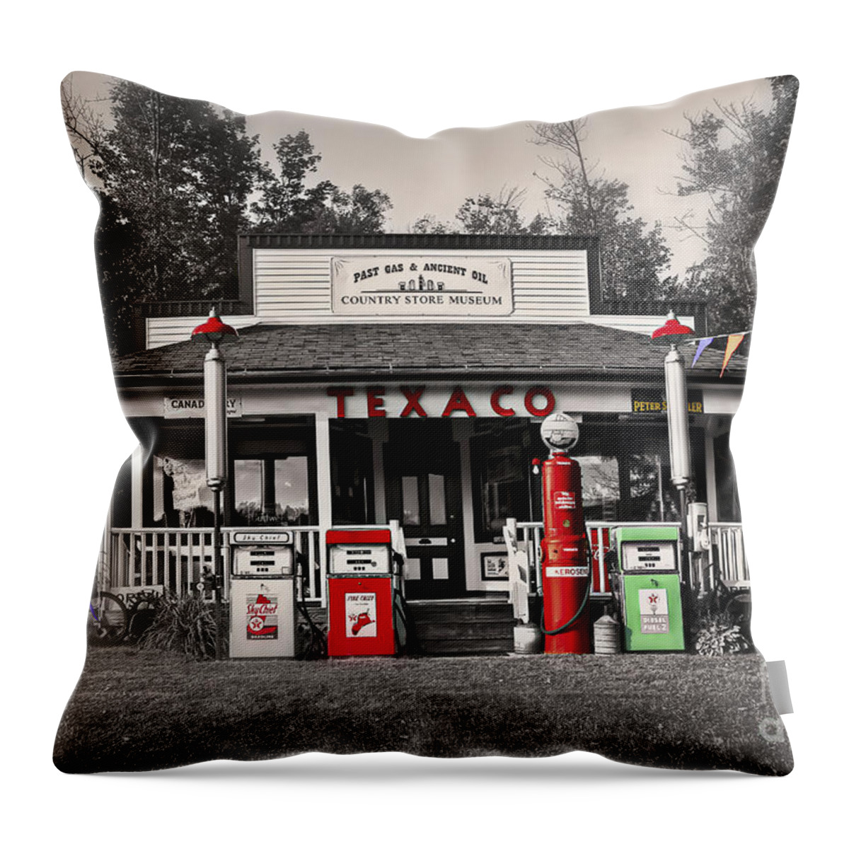 Gasoline Throw Pillow featuring the photograph Gas of a Past by Brenda Giasson