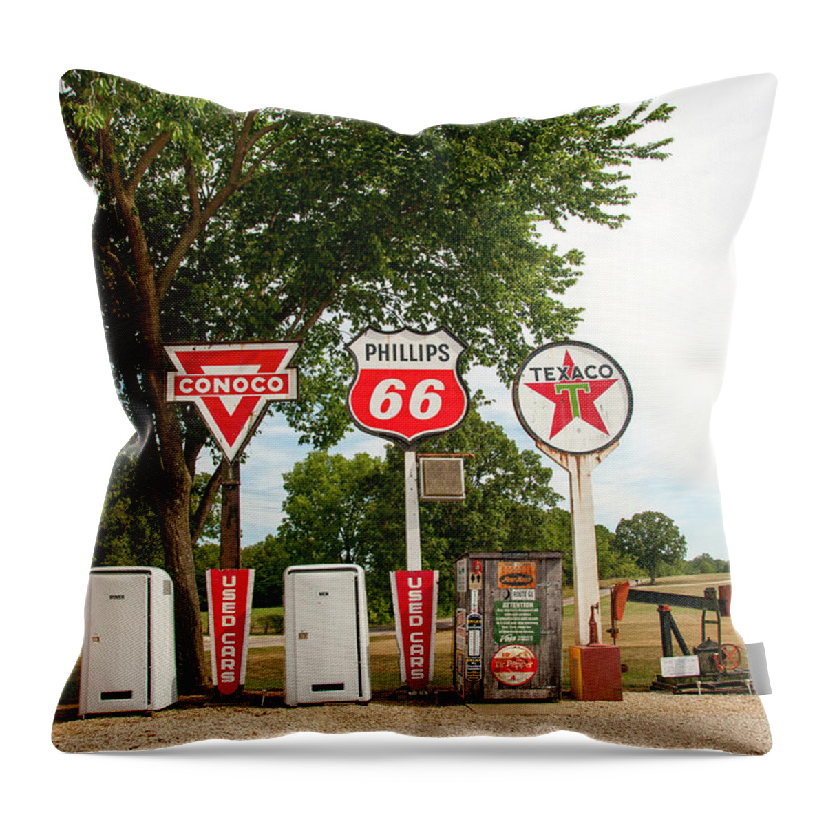 Missouri Throw Pillow featuring the photograph Gas Signage by Steve Stuller