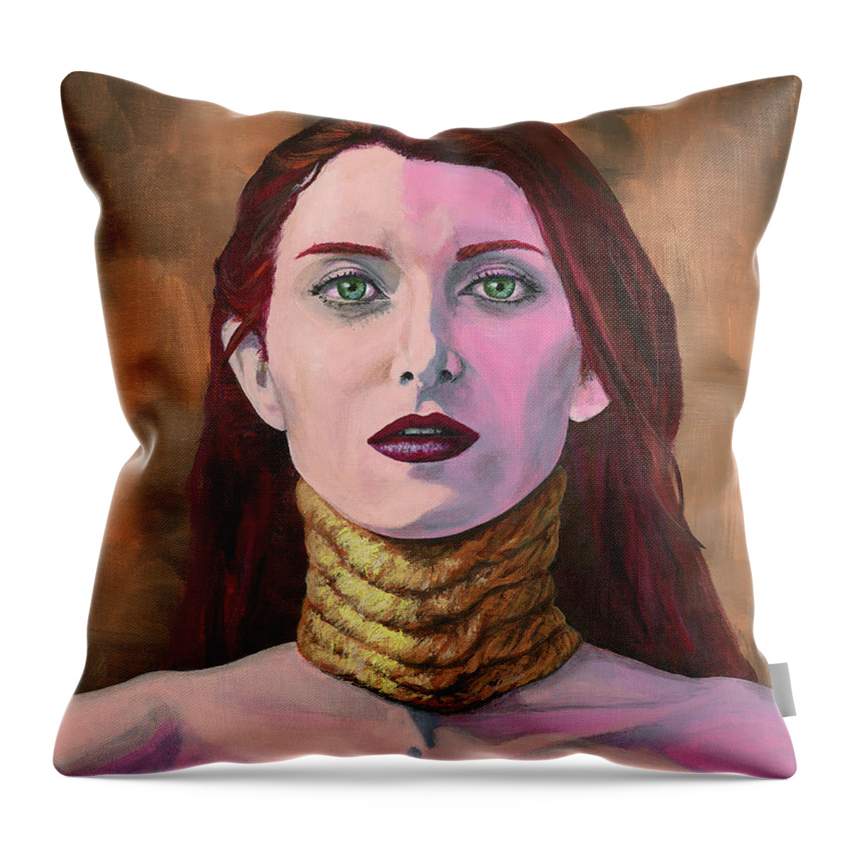 Portrait Throw Pillow featuring the painting Gasp by Matthew Mezo