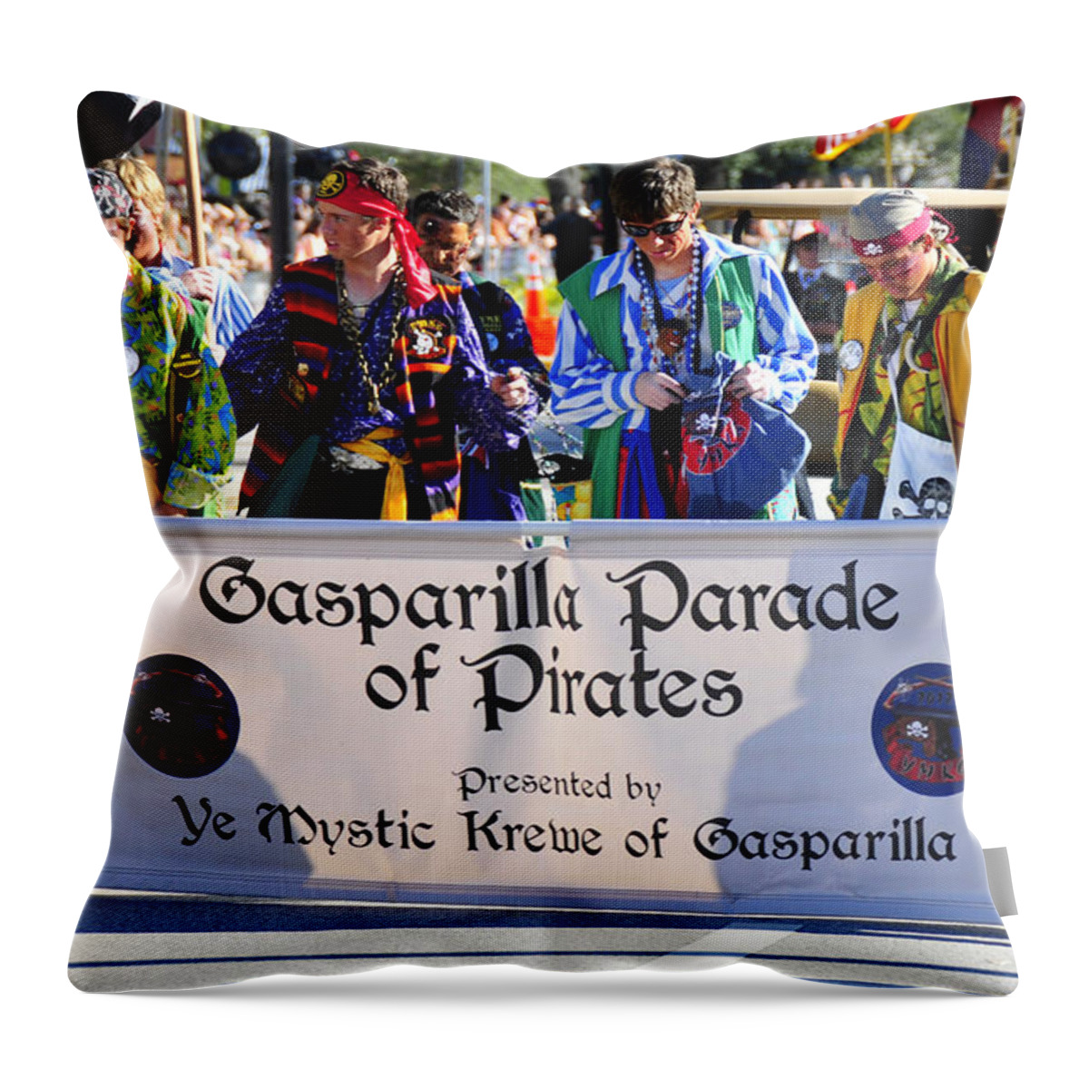 Gasparilla Parade Of Pirates Throw Pillow featuring the photograph Gaspar parade banner by David Lee Thompson