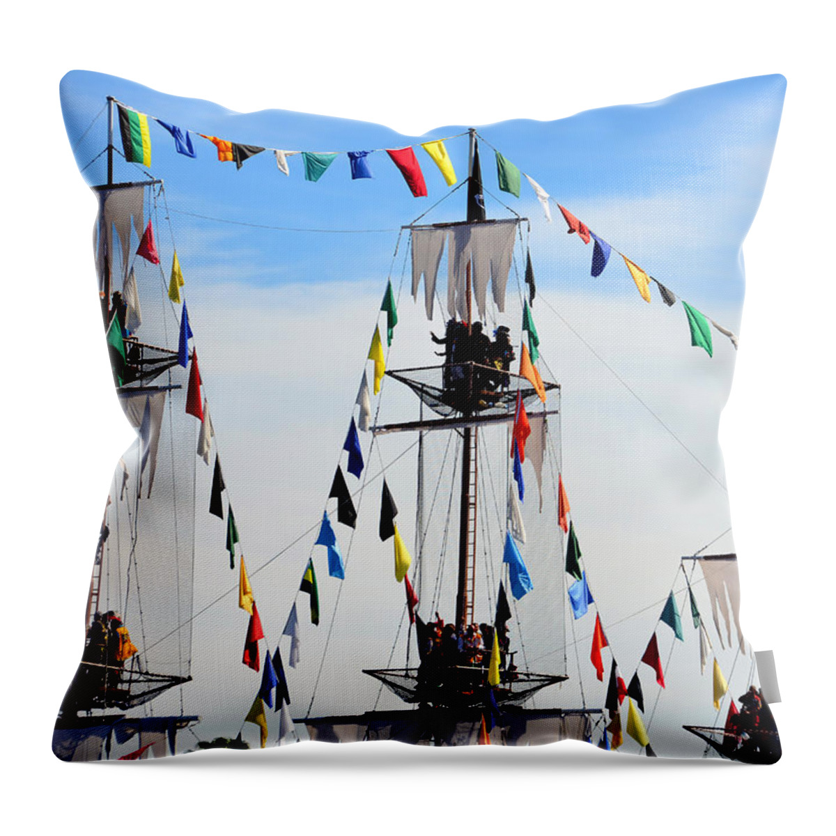 Gasparilla 2016 Throw Pillow featuring the photograph Gasparilla ship work C by David Lee Thompson