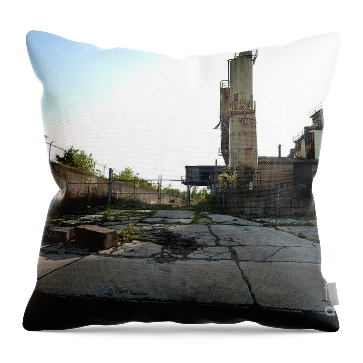 Detroit Throw Pillow featuring the photograph Gate is Locked by Steven Dunn