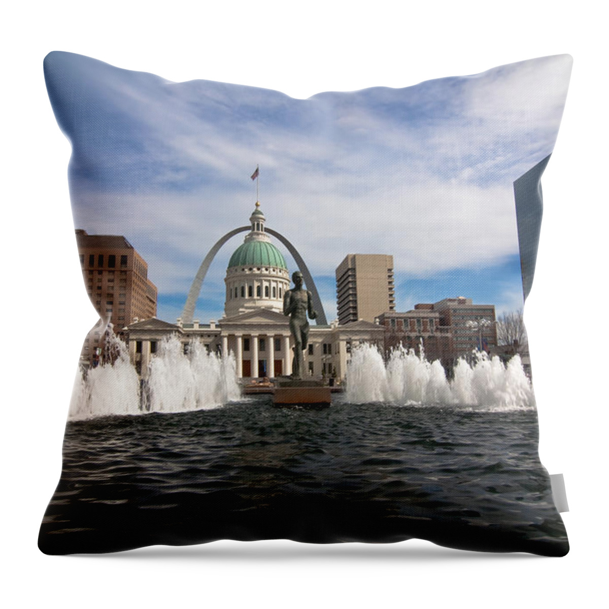 Gateway Arch Throw Pillow featuring the photograph Gateway Arch and Old Courthouse in St. Louis by Sven Brogren