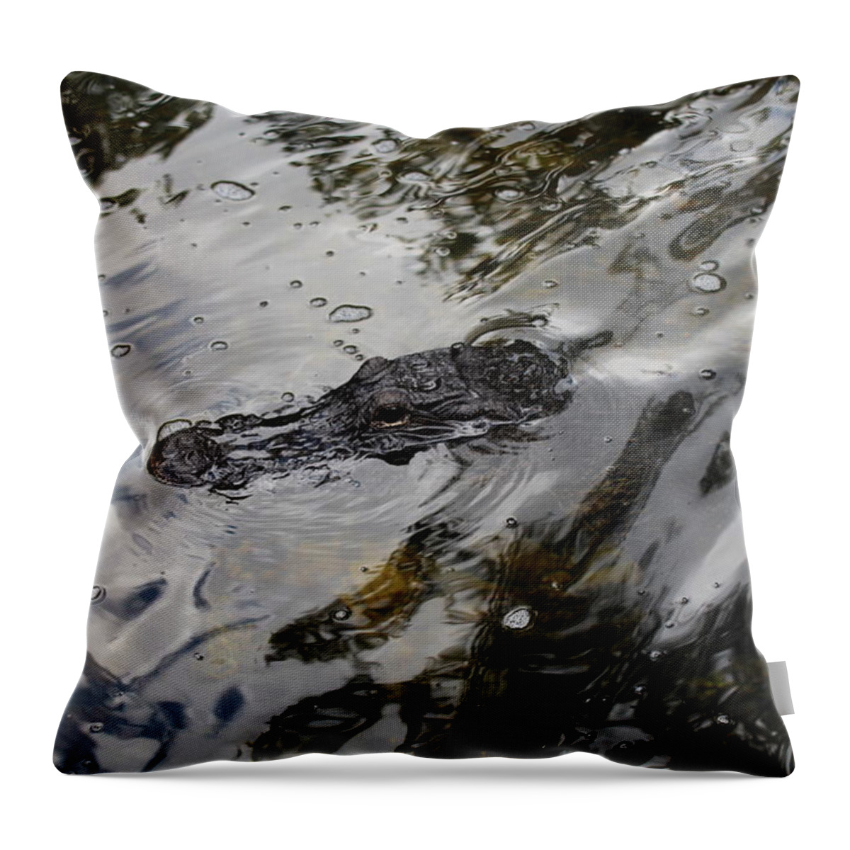 Alligator Throw Pillow featuring the photograph Gator Profile by Denise Cicchella