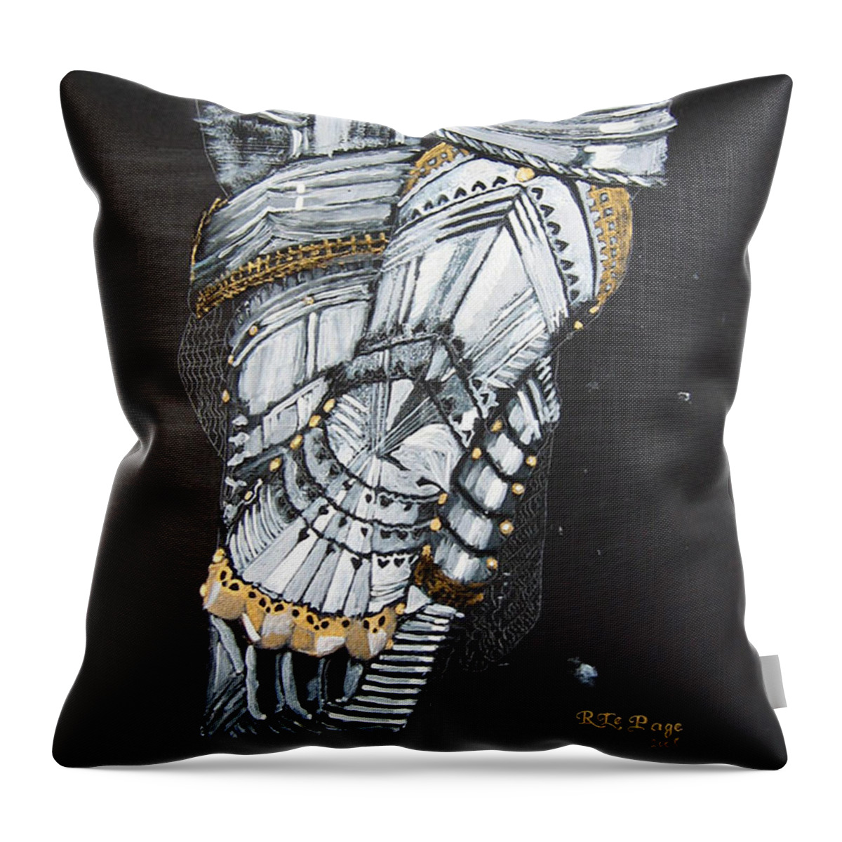 Arm Armor Throw Pillow featuring the painting Gaunlet by Richard Le Page