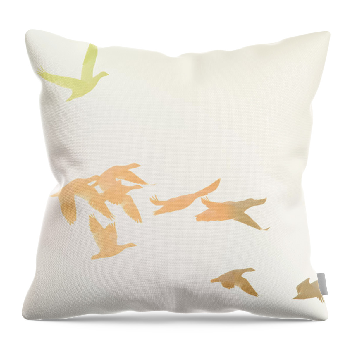 Geese With Flare Throw Pillow featuring the photograph Geese With Flare -- Flock of Geese at Merced National Wildlife Refuge, California by Darin Volpe