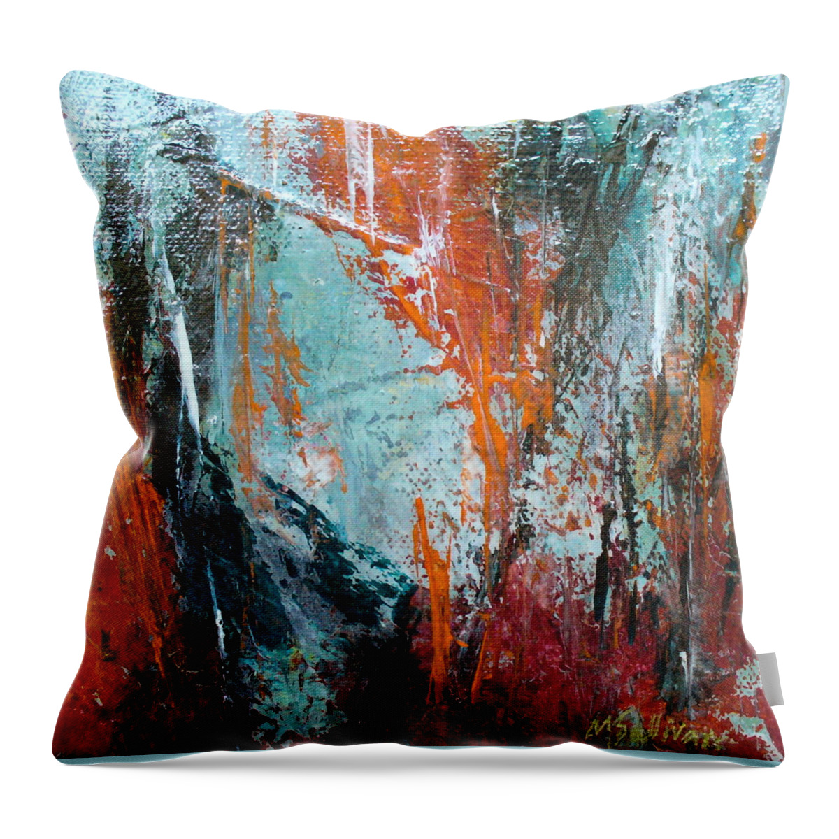 Contemporary Throw Pillow featuring the painting Gemini by Mary Sullivan