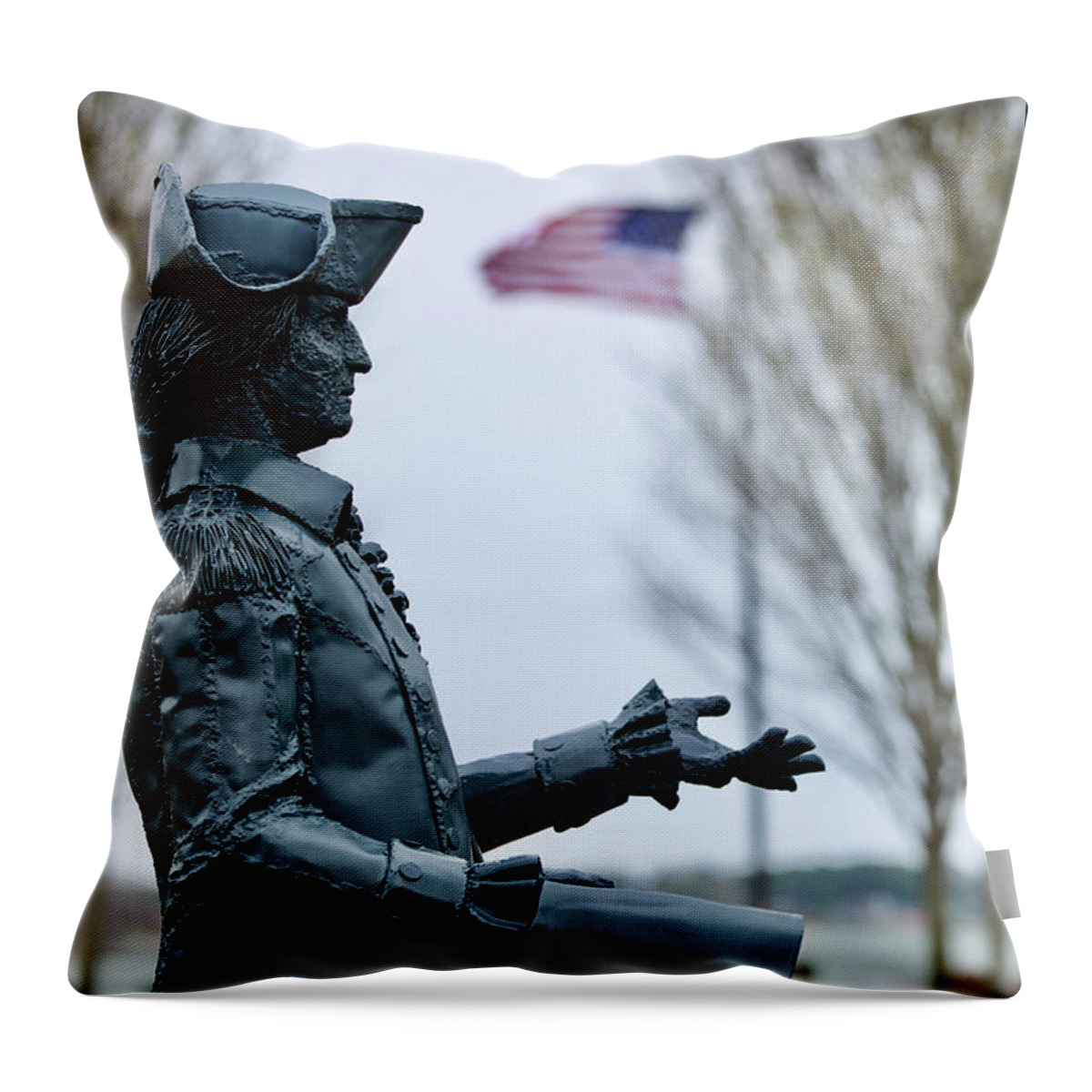 Yorktown Throw Pillow featuring the photograph General George Washington Statue in Yorktown by Rachel Morrison