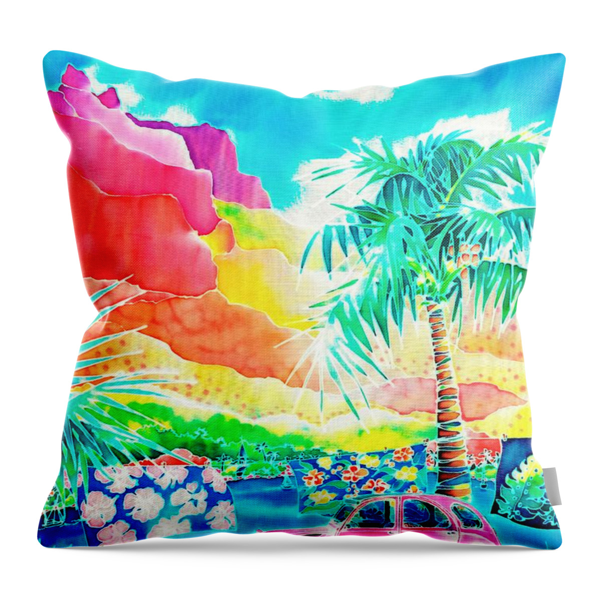 Landscape Throw Pillow featuring the painting Gentle breeze by Hisayo OHTA