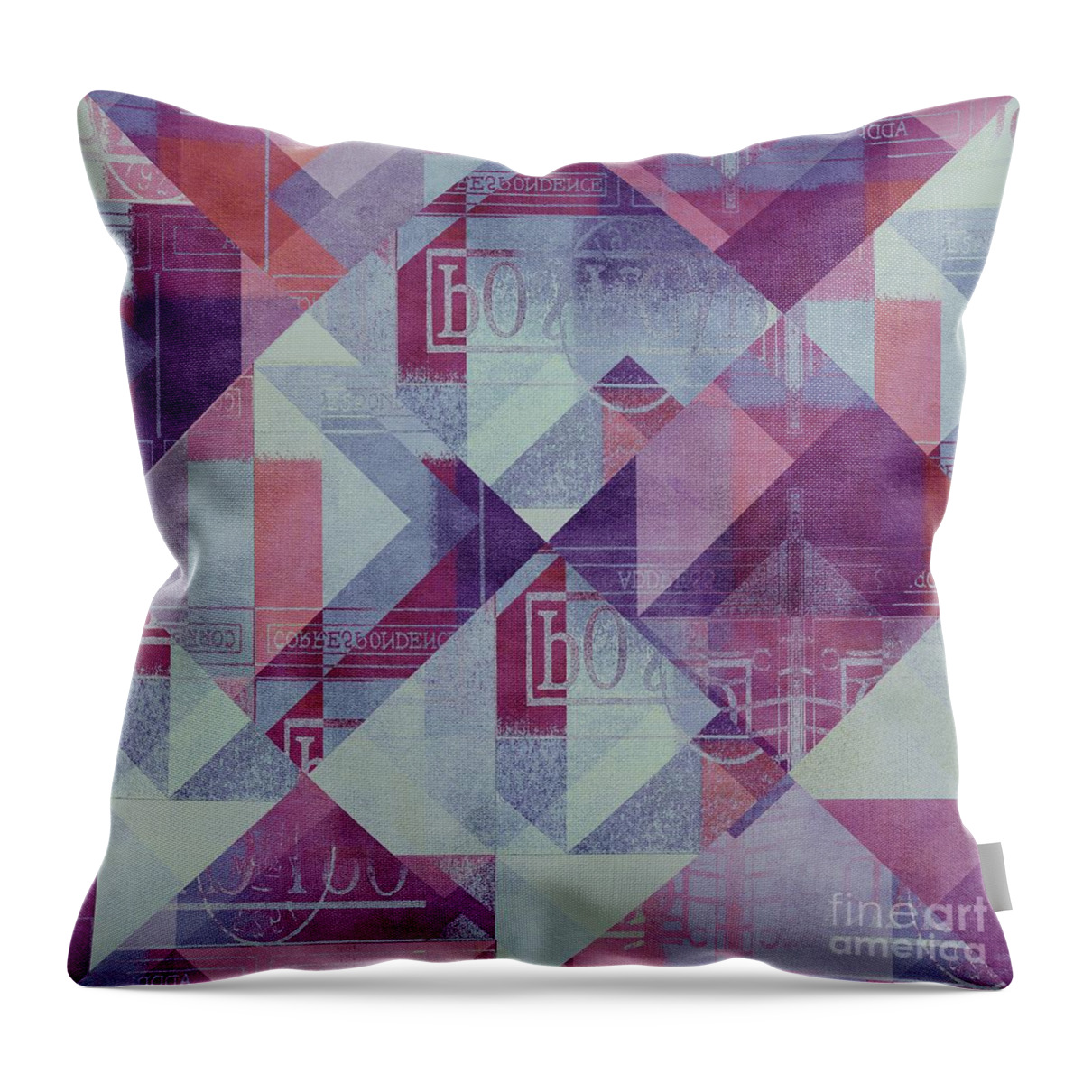 Abstract Throw Pillow featuring the digital art Geomix - 33-03 by Variance Collections