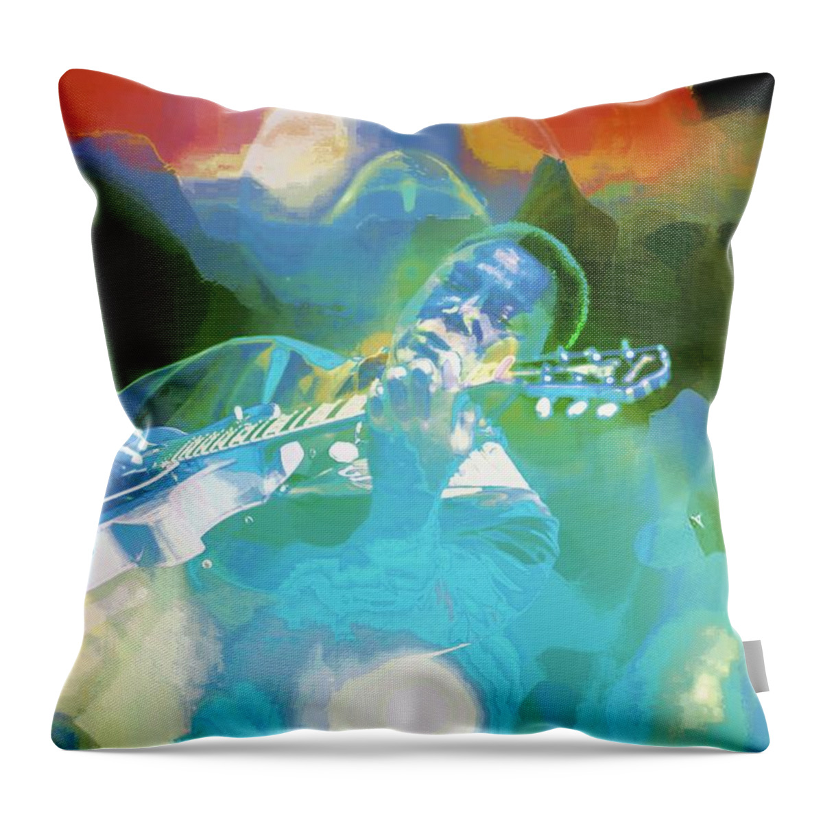 George Benson Throw Pillow featuring the photograph George Benson, Watercolor by Jean Francois Gil