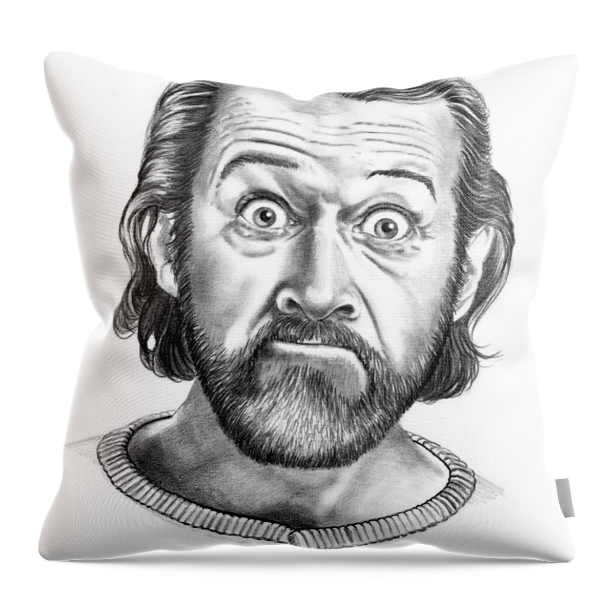 Portrait Throw Pillow featuring the drawing George Carlin by Murphy Elliott