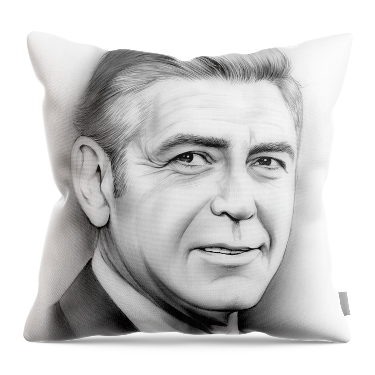 George Clooney Throw Pillow featuring the drawing George Clooney by Greg Joens