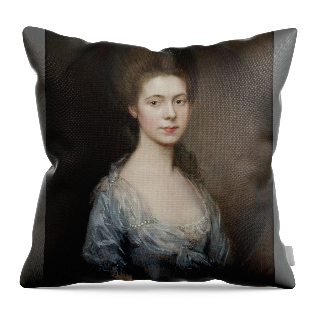 Thomas Gainsborough English 1727 - 1788 Mrs. George Oswald Throw Pillow featuring the painting George Oswald by Thomas