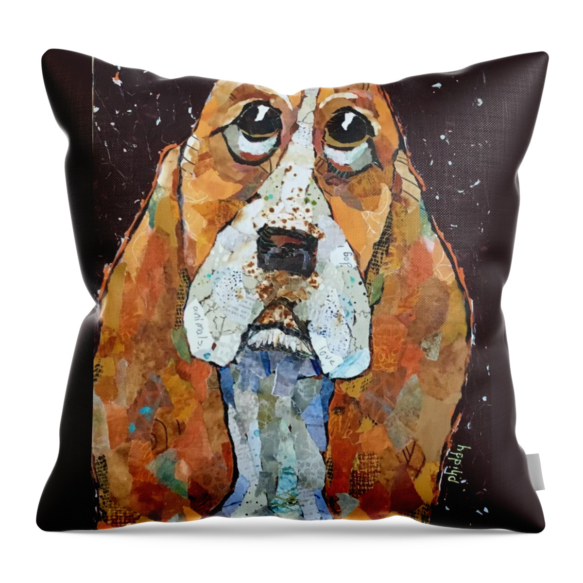 Dogs Throw Pillow featuring the painting George by Phiddy Webb
