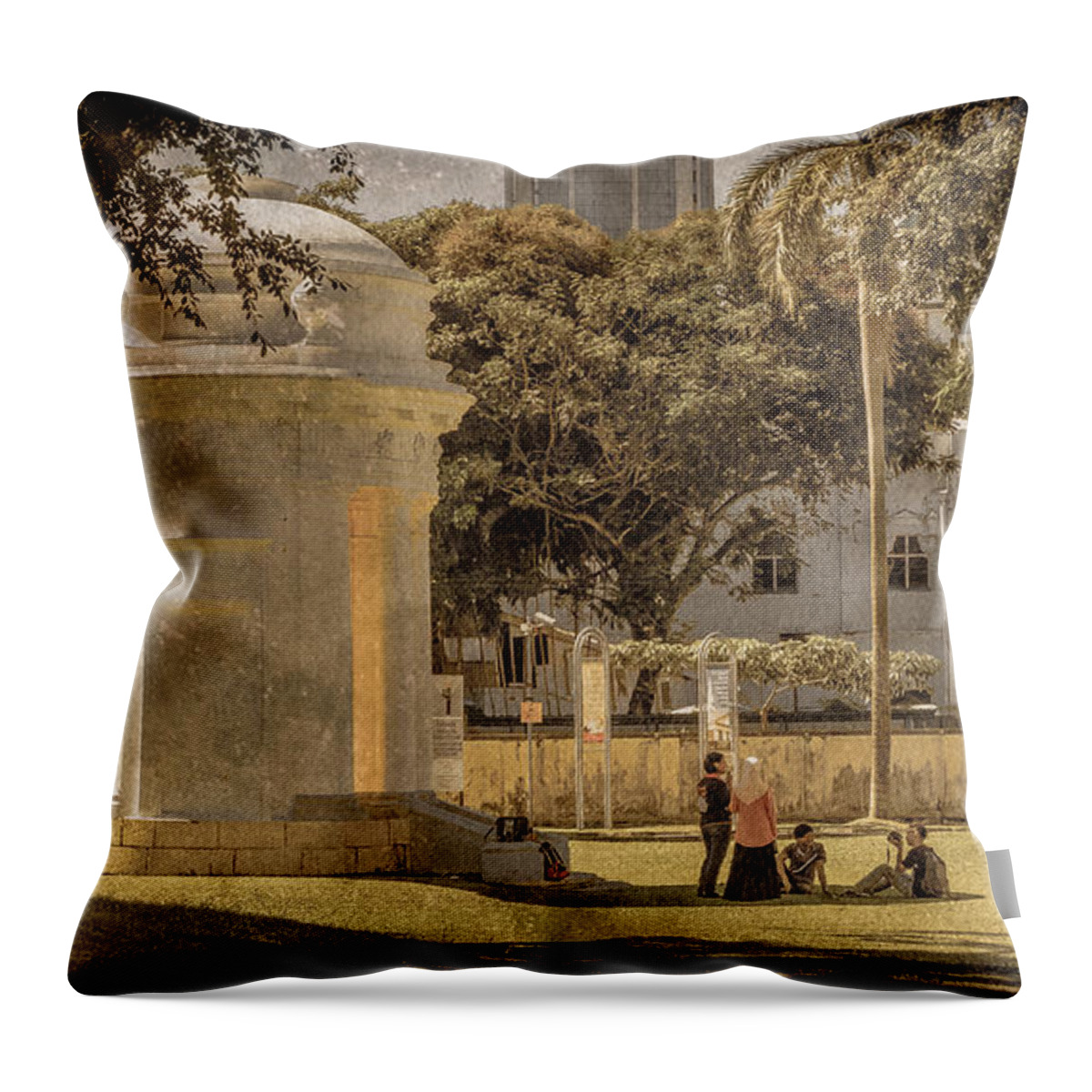 Architecture Throw Pillow featuring the photograph George Town, Penang, Malaysia - Basking in the Shade by Mark Forte