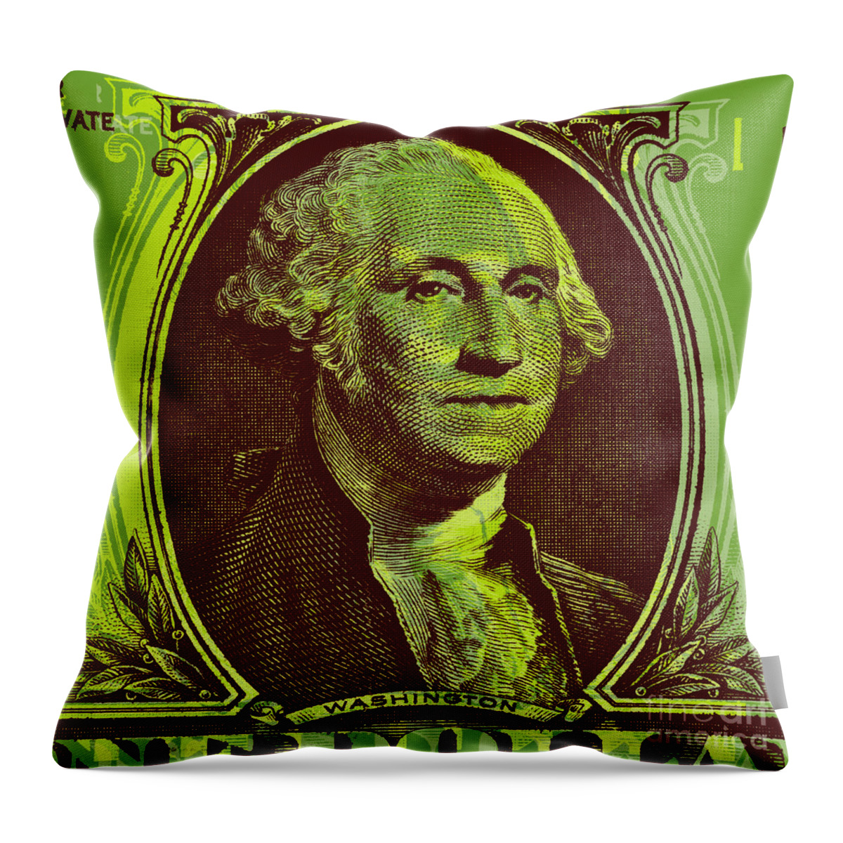 George Washington Throw Pillow featuring the digital art George Washington - $1 bill by Jean luc Comperat