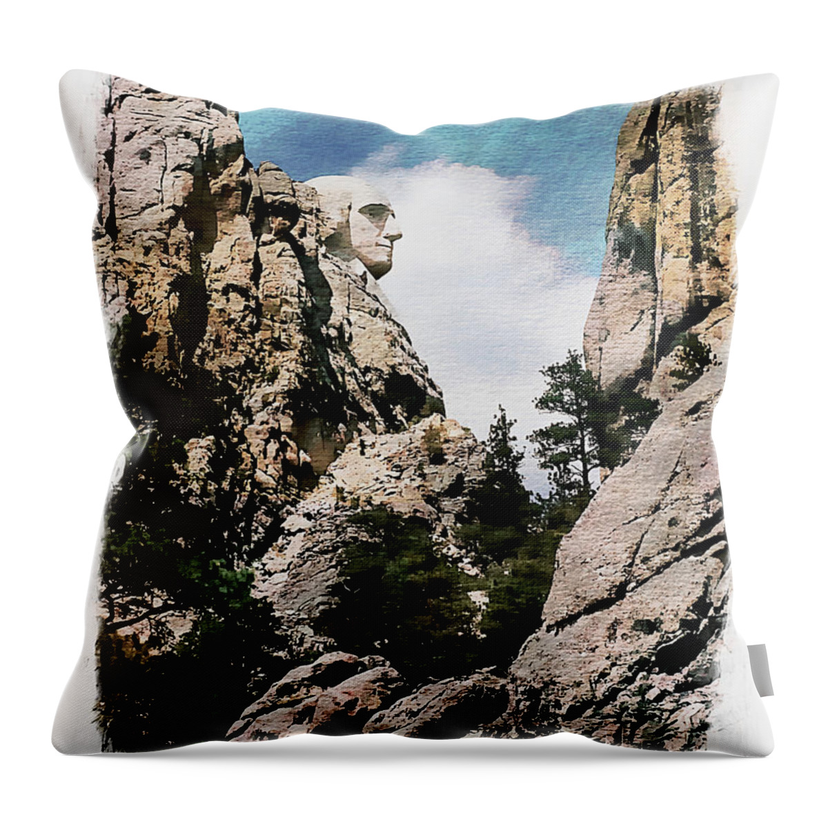 United States Throw Pillow featuring the photograph George Washington Profile - Mount Rushmore by Joseph Hendrix