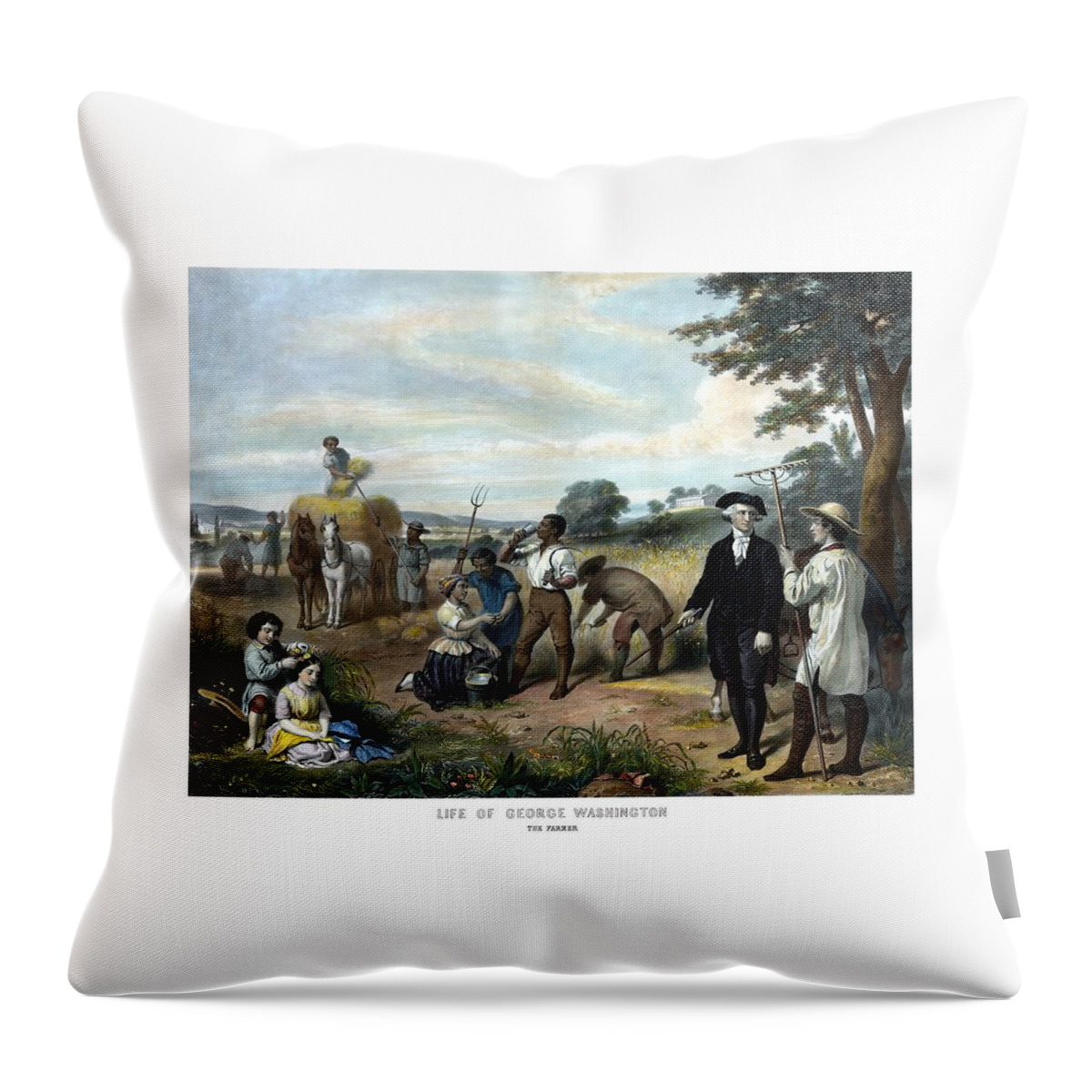 George Washington Throw Pillow featuring the painting George Washington The Farmer by War Is Hell Store