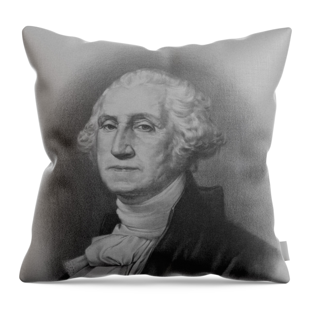 George Washington Throw Pillow featuring the mixed media George Washington by War Is Hell Store