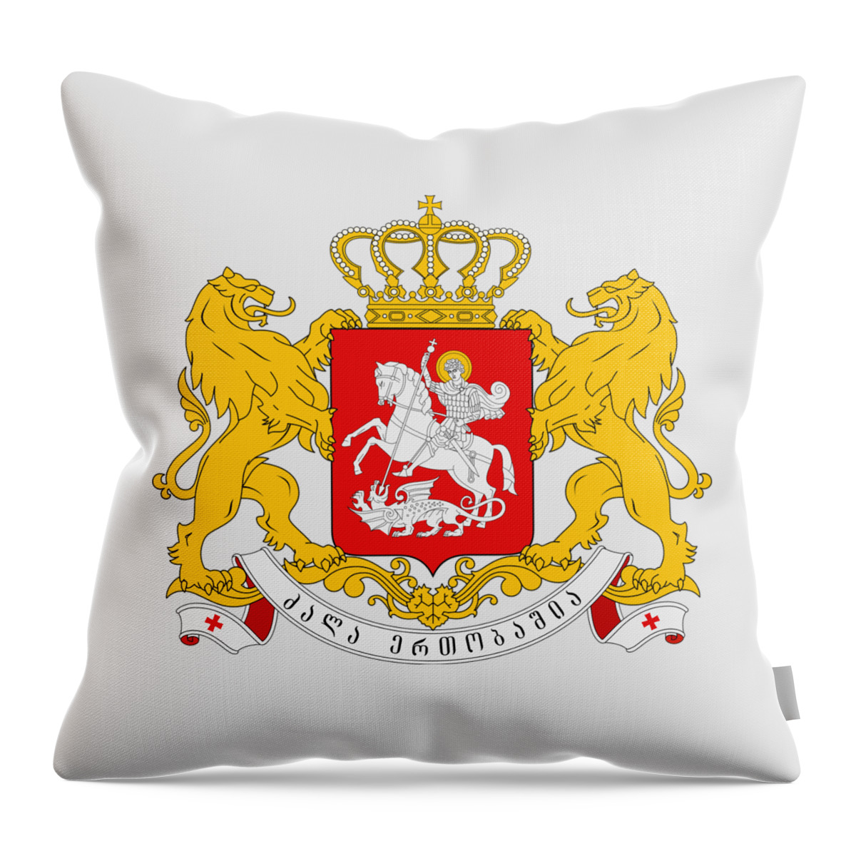 Georgia Throw Pillow featuring the drawing Georgia Coat of Arms by Movie Poster Prints
