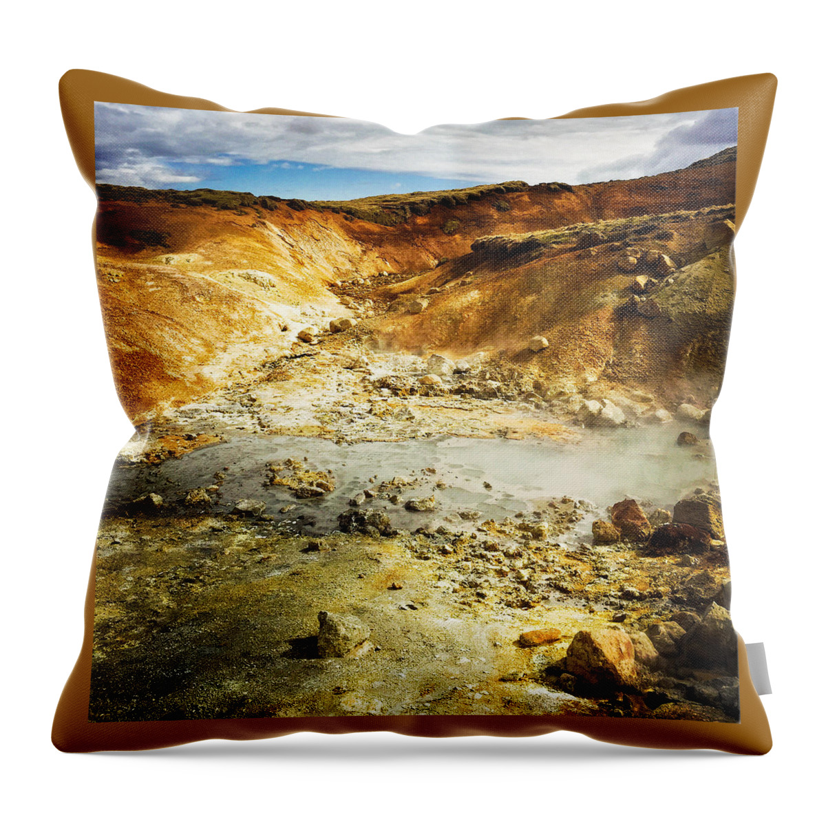 Iceland Throw Pillow featuring the photograph Geothermal area in Reykjanes Iceland by Matthias Hauser