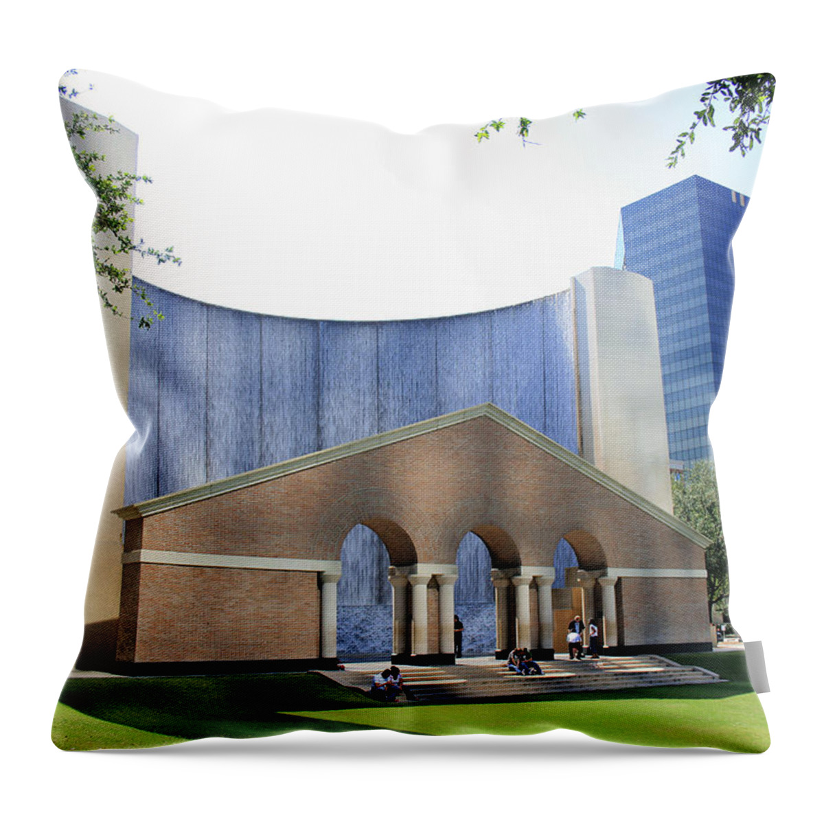Houstonian Throw Pillow featuring the photograph Gerald D. Hines Waterwall Park by Angela Rath