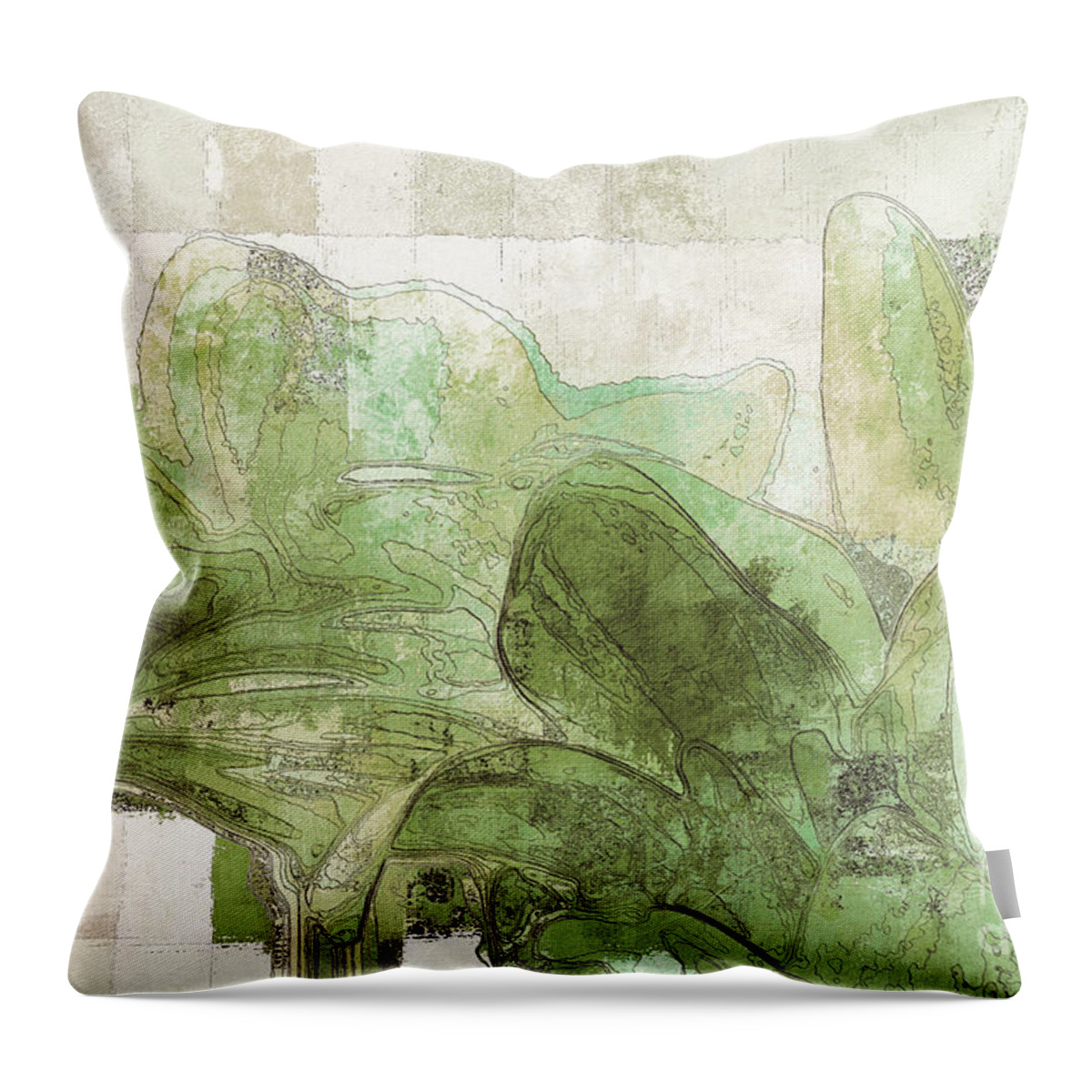 Green Throw Pillow featuring the digital art Gerberie - 30gr by Variance Collections