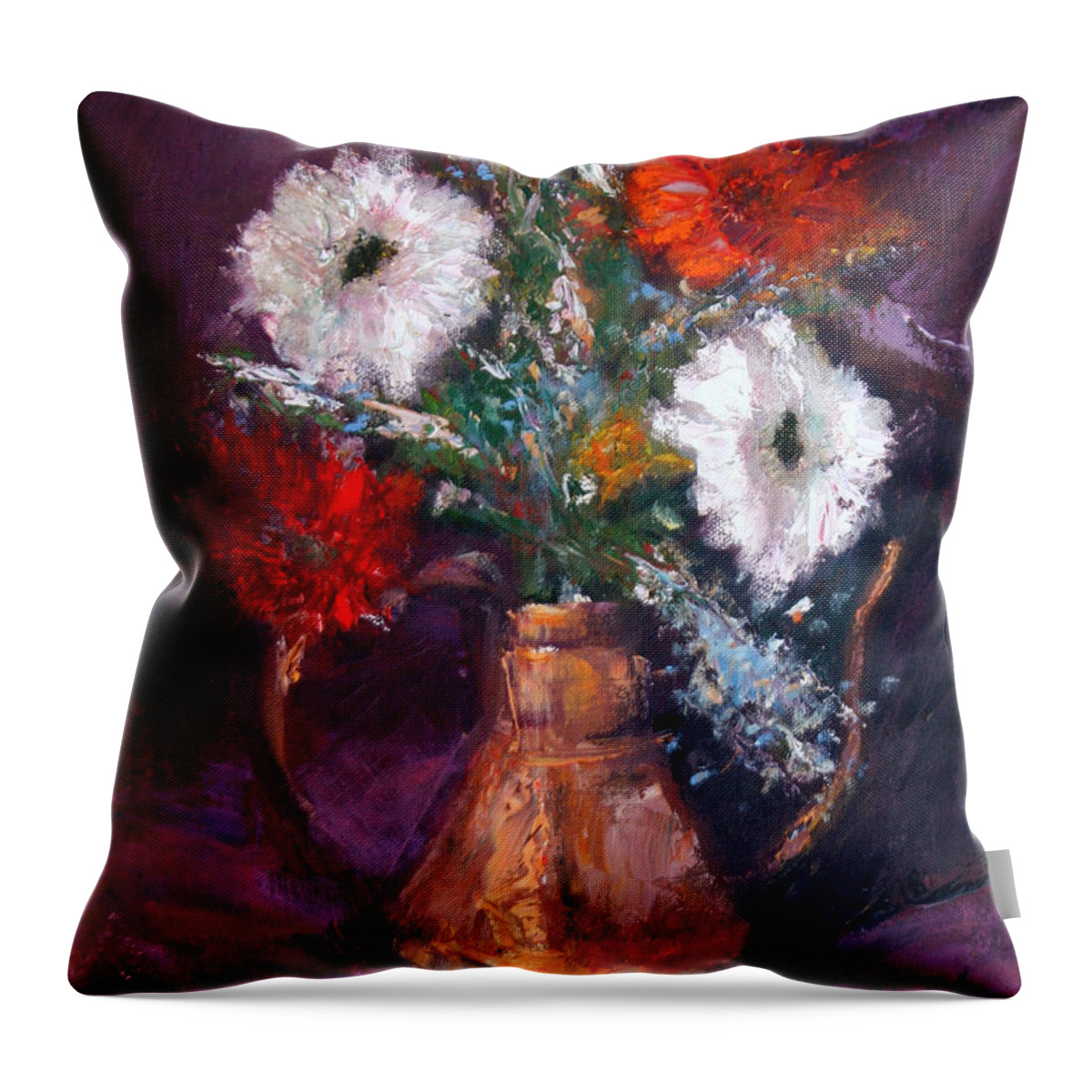 Gerber Daisy Throw Pillow featuring the painting Gerbers by Athena Mantle