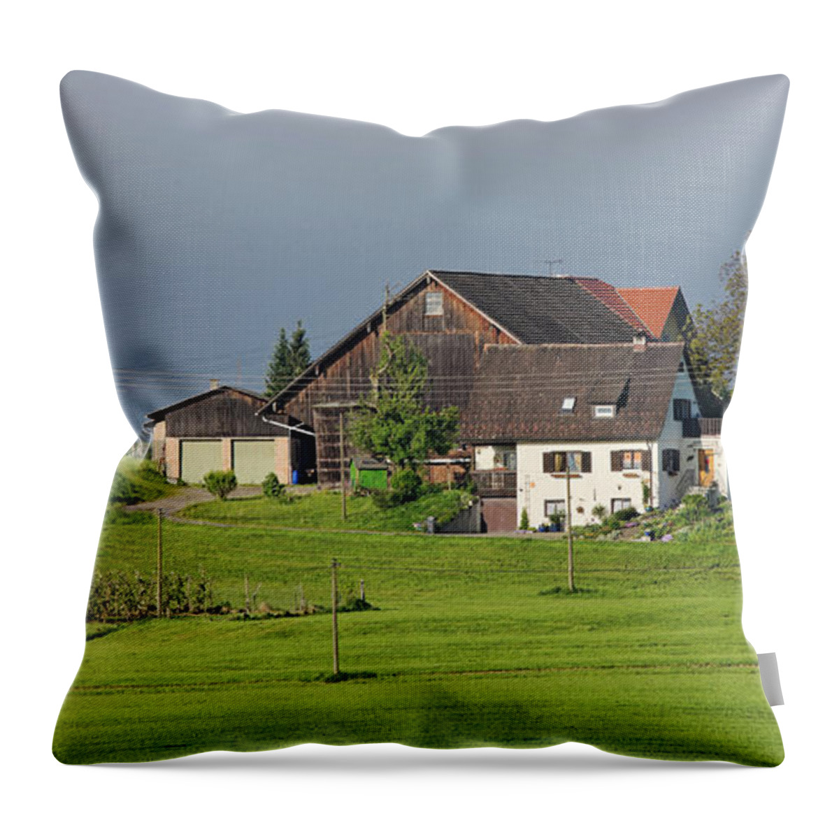 Bavaria Throw Pillow featuring the photograph German farm at springtime by Tatiana Travelways