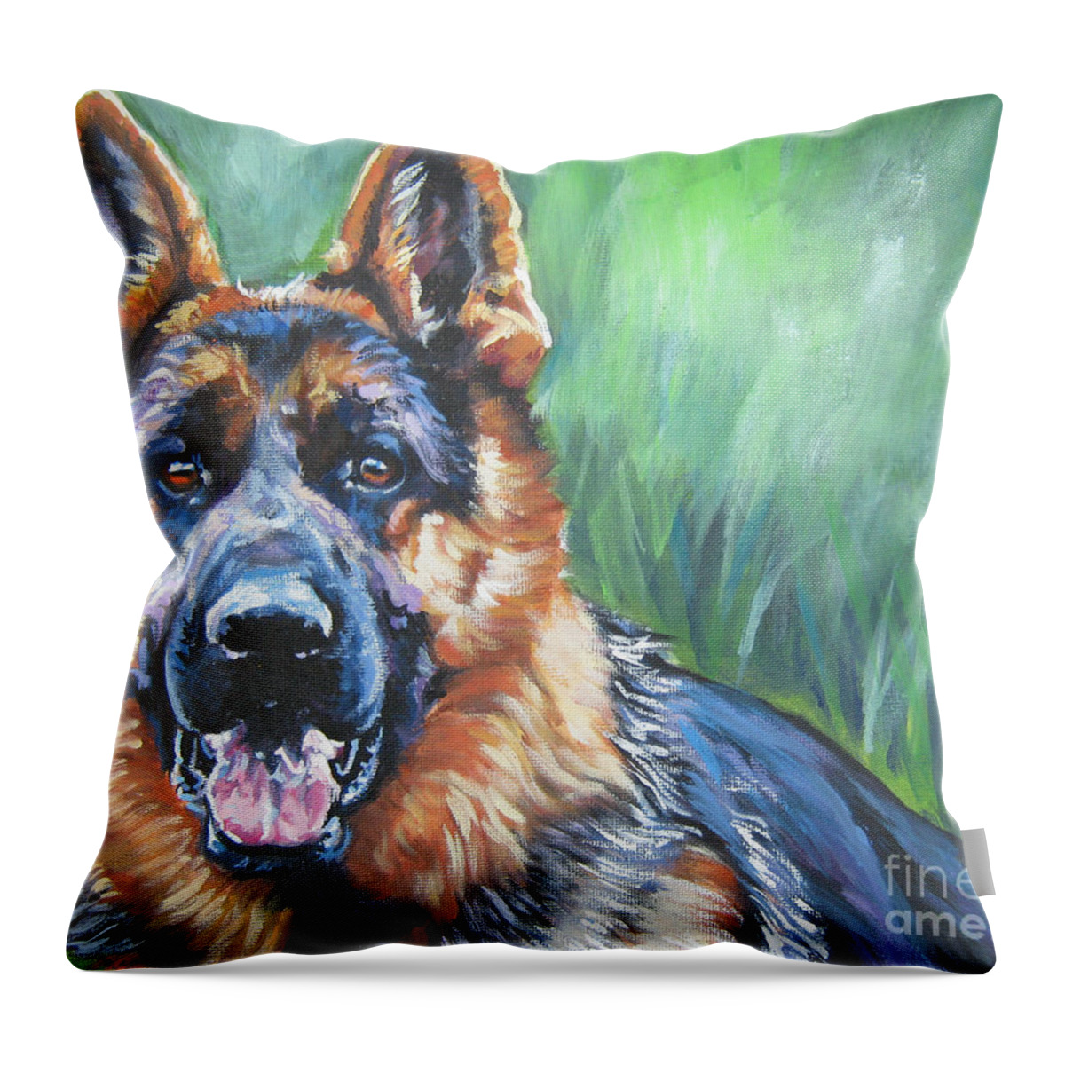German Shepherd Throw Pillow featuring the painting German Shepherd by Lee Ann Shepard