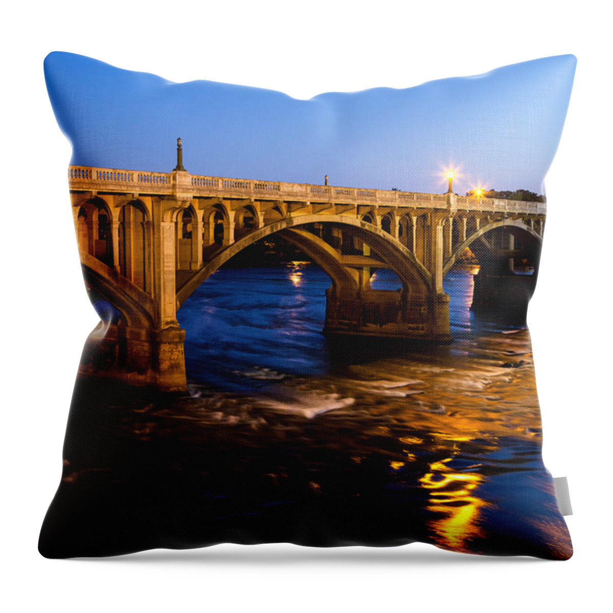 Gervais Street Bridge Throw Pillow featuring the photograph Gervais Street Bridge at Twilight by Charles Hite