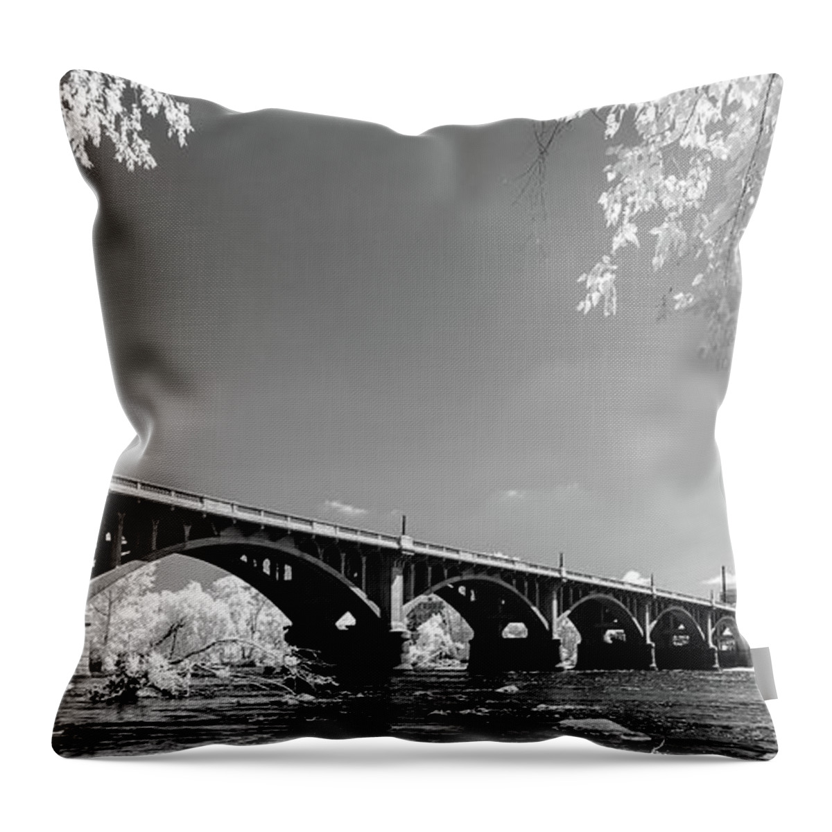 Gervais Street Bridge Throw Pillow featuring the photograph Gervais Street Bridge in IR1 by Charles Hite