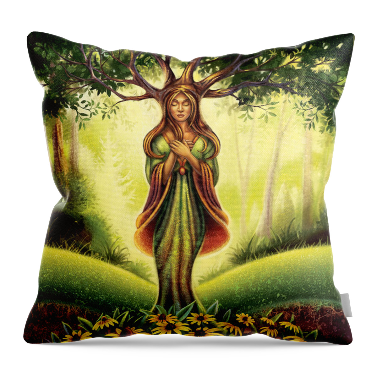 Black Eyed Susan Throw Pillow featuring the painting Get Grounded - Black Eyed Susan by Anne Wertheim