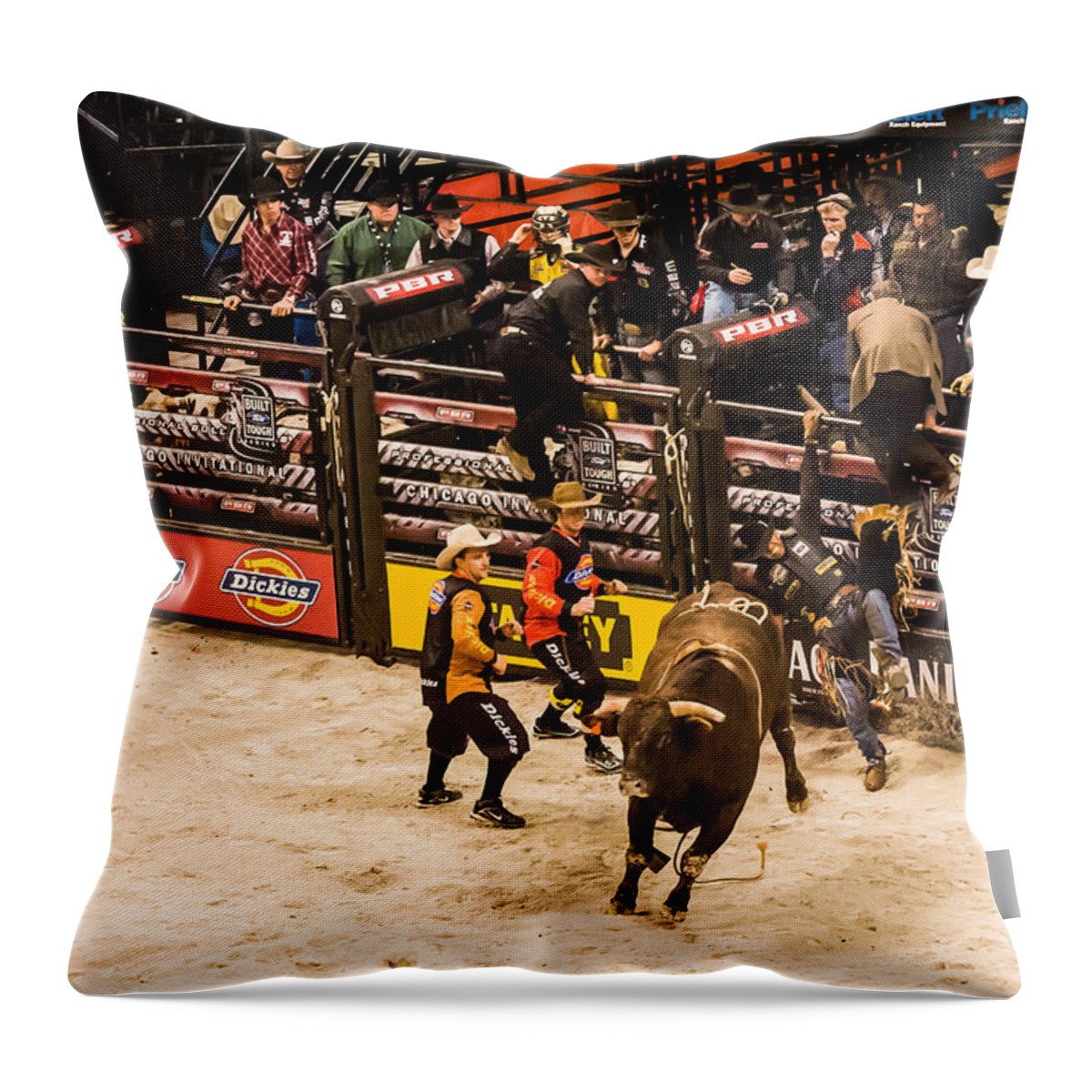 Bull Riding Throw Pillow featuring the photograph Get Off My Back by Charles McCleanon