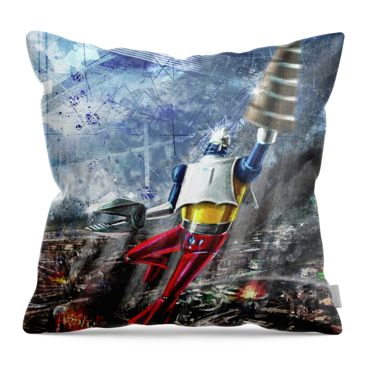 Sci-fi Throw Pillow featuring the digital art Getter2 by Andrea Gatti