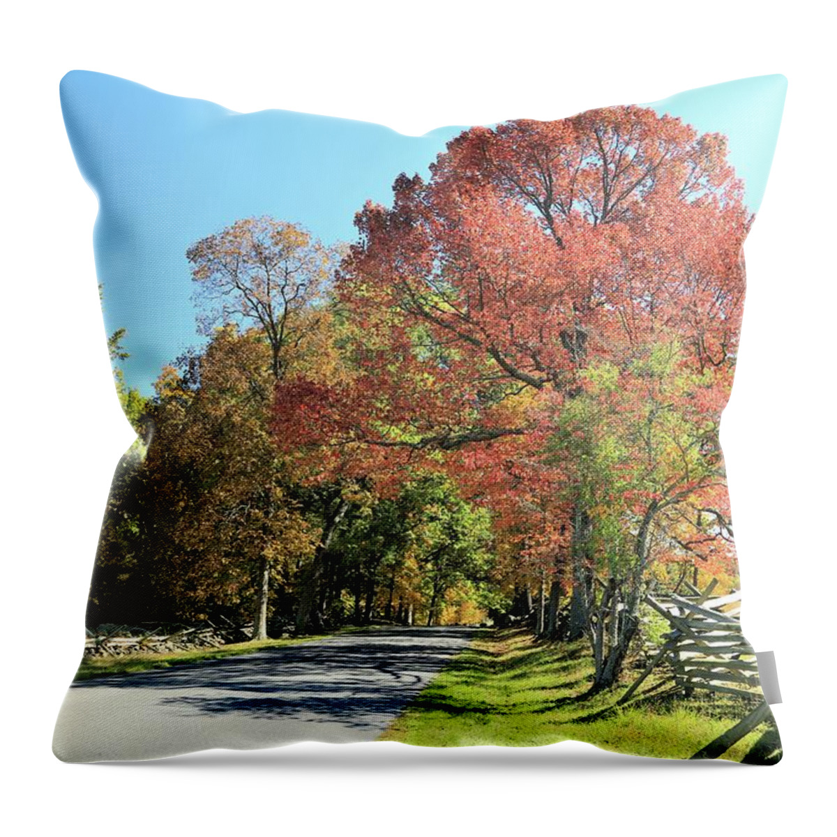 Photosbymch Throw Pillow featuring the photograph Gettysburg in the fall by M C Hood