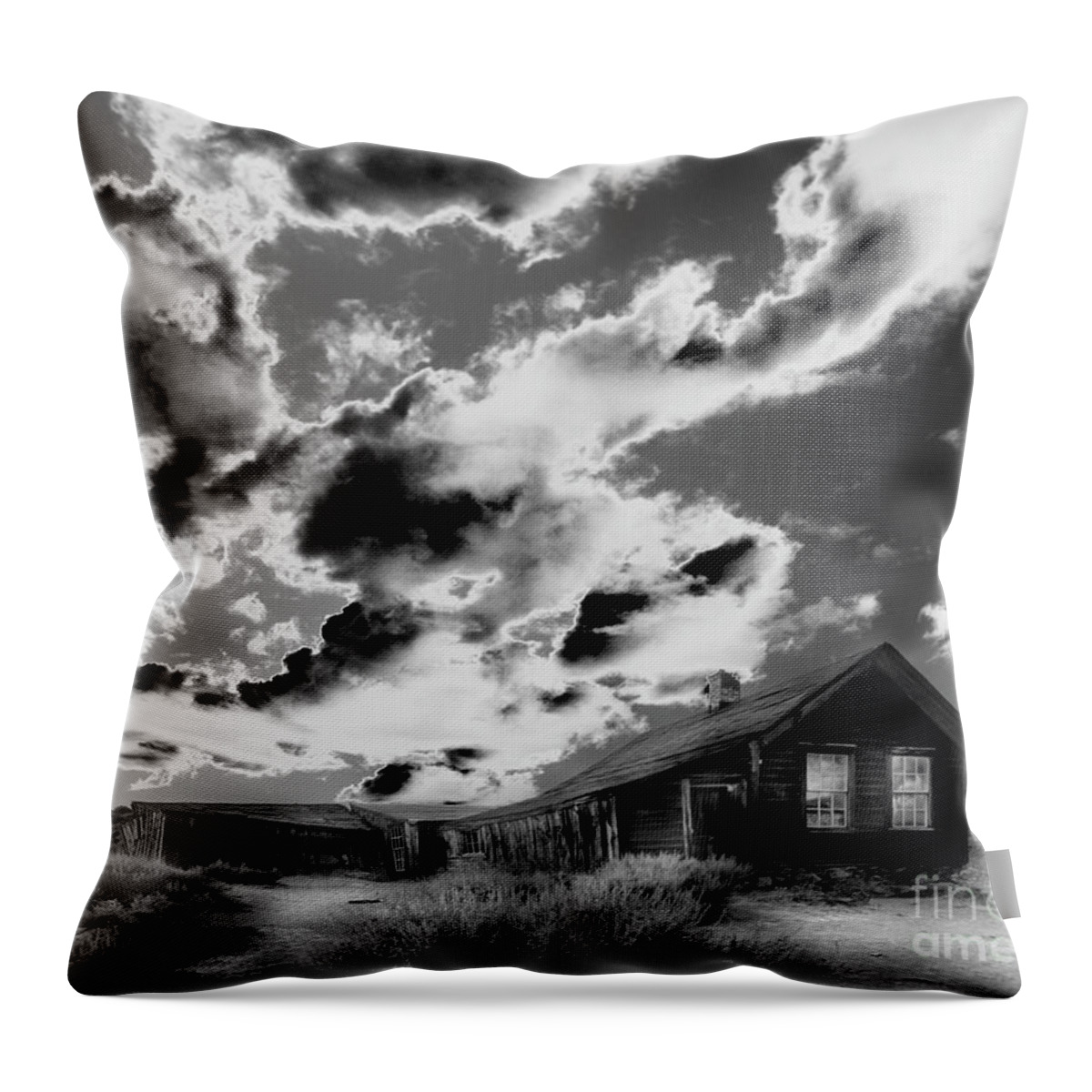 Black Throw Pillow featuring the photograph Ghost House by Jim And Emily Bush