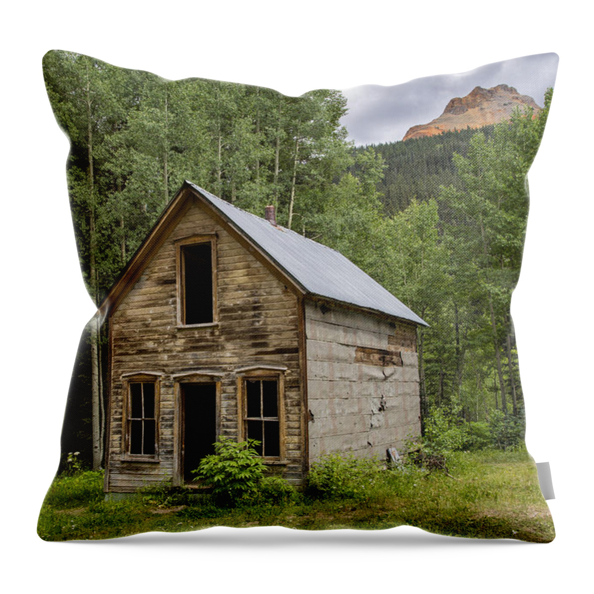 Abandoned Throw Pillow featuring the photograph Ghost Town Schoolhouse by Denise Bush