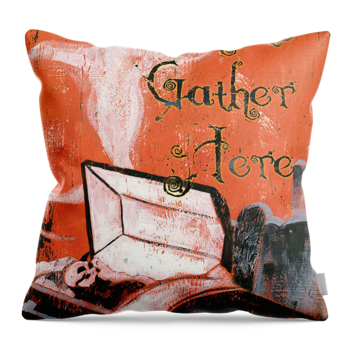 Ghosts Throw Pillow featuring the painting Ghosts Gather Here by Debbie DeWitt