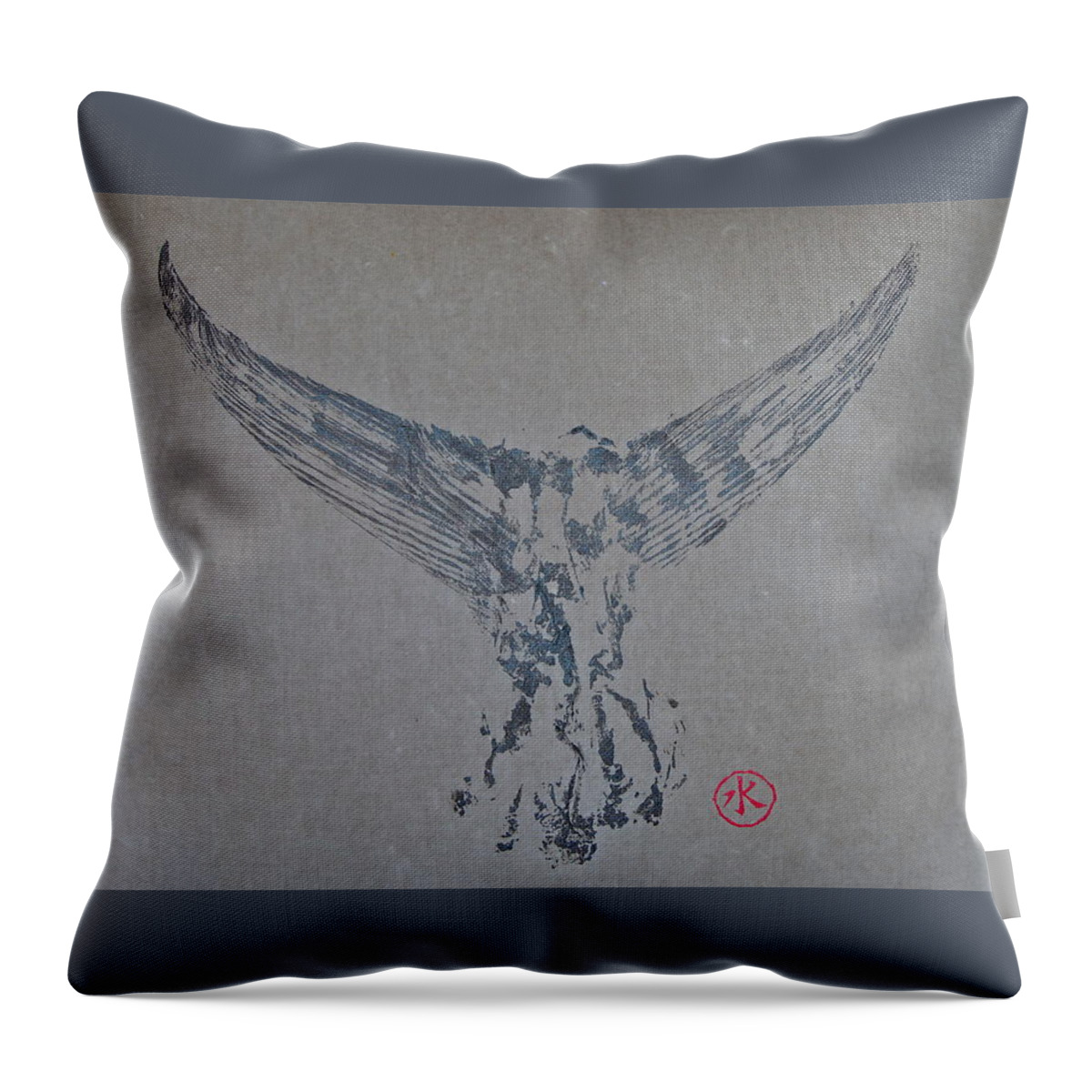Tuna Throw Pillow featuring the mixed media Giant Bluefin Tuna Tail on Rice Paper by Jeffrey Canha