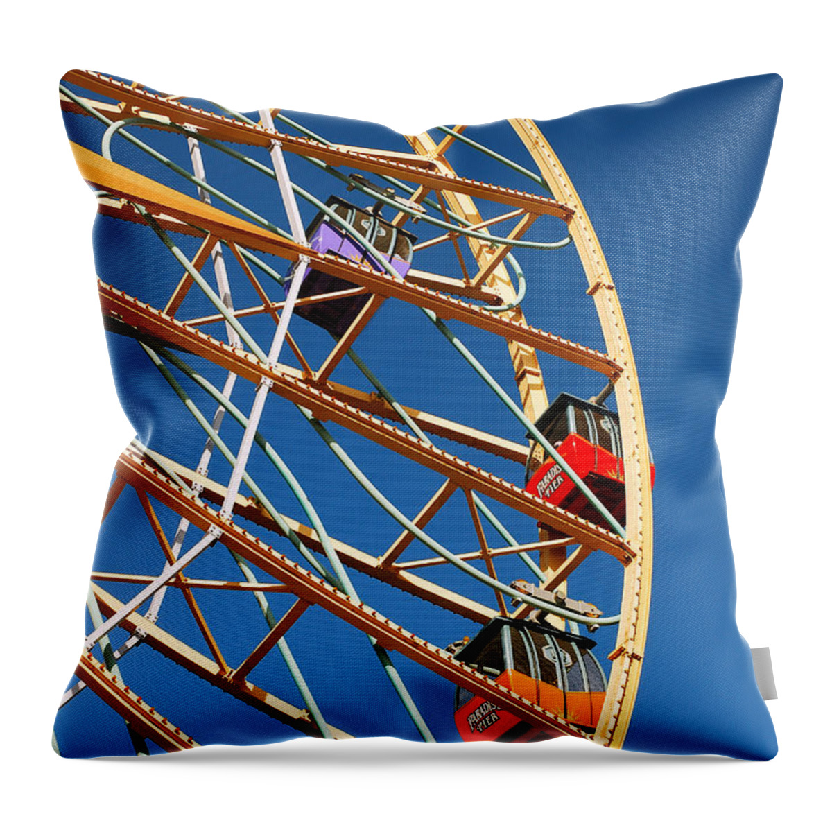California Adventure Throw Pillow featuring the photograph Giant Wheel by James Kirkikis