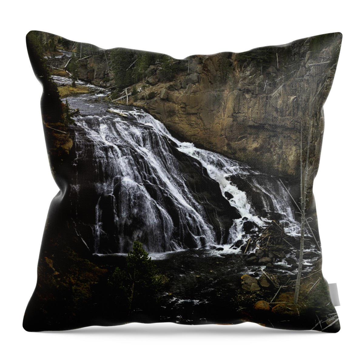 National Park Throw Pillow featuring the photograph Gibbons Falls, Yellowstone by Craig J Satterlee